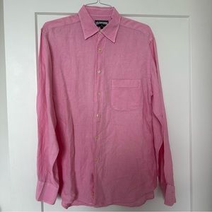 Villebrequin | Men’s Solid Linen Shirt | Pink | Size Large